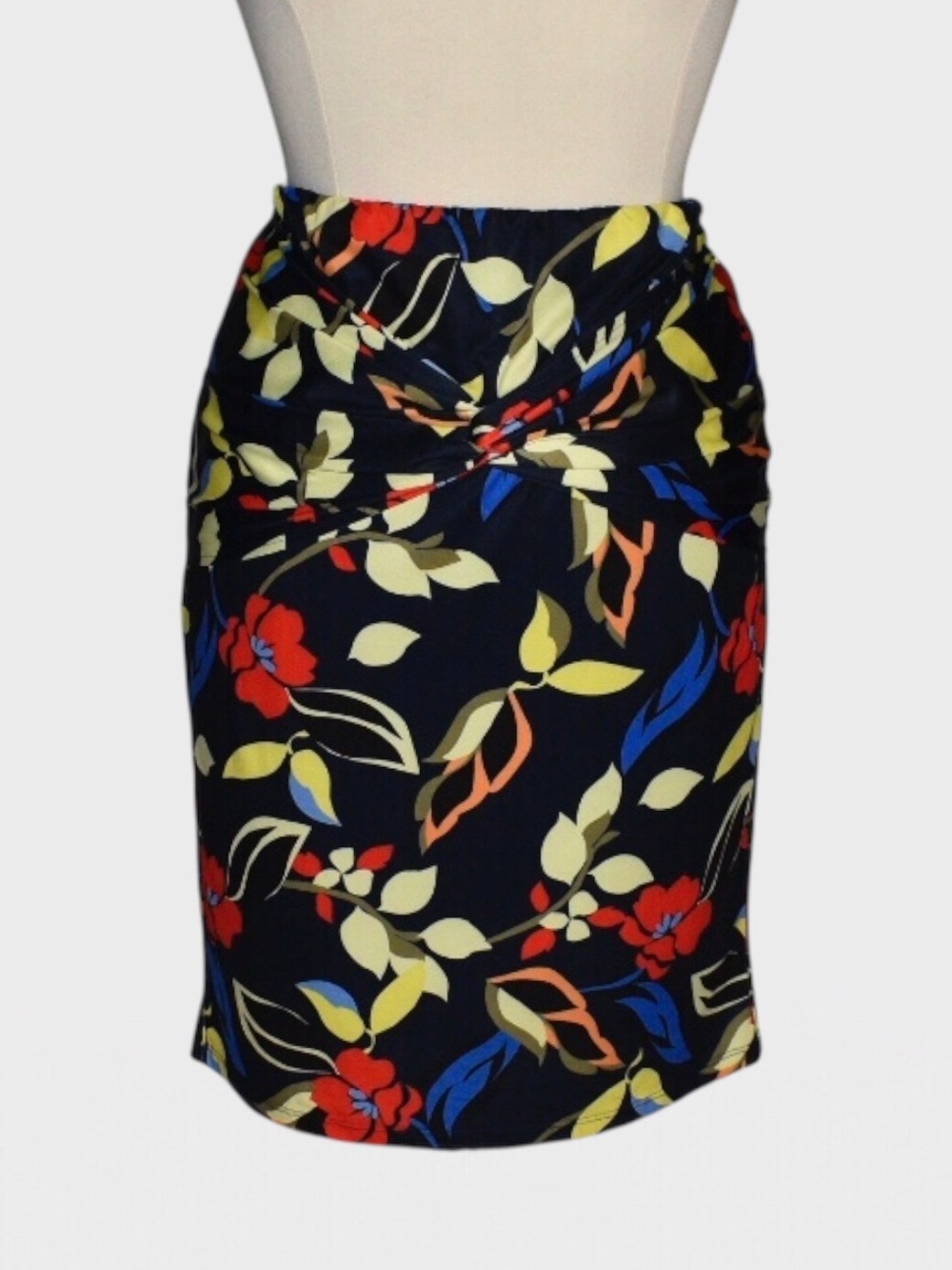 Eloquii Floral Twist Knot Stretch Bodycon Pencil Skirt